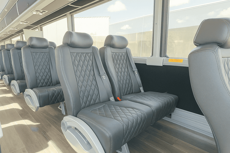 interior of Albany Minibus Company charter bus