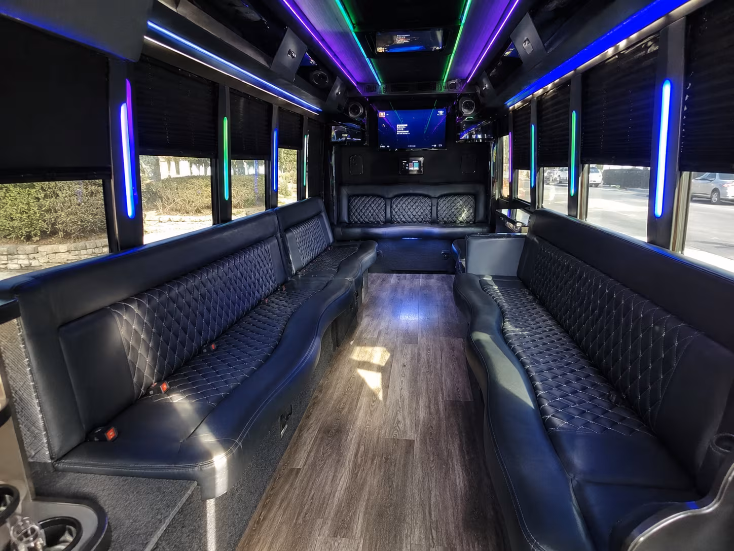 albany 15 passenger party bus interior