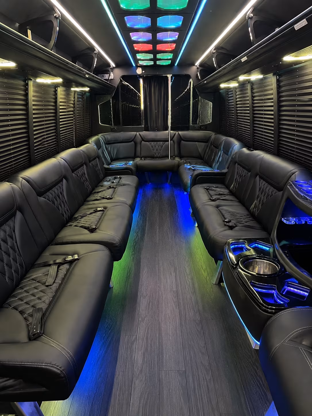 albany 20 passenger party bus interior
