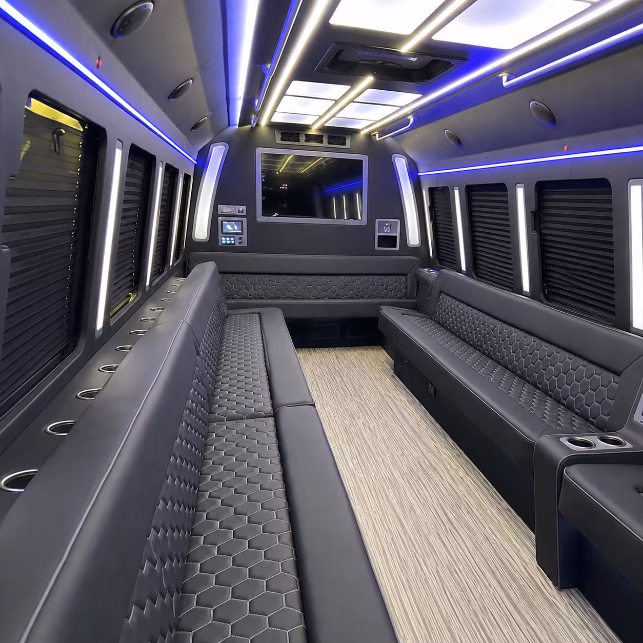 albany 40 passenger party bus inside